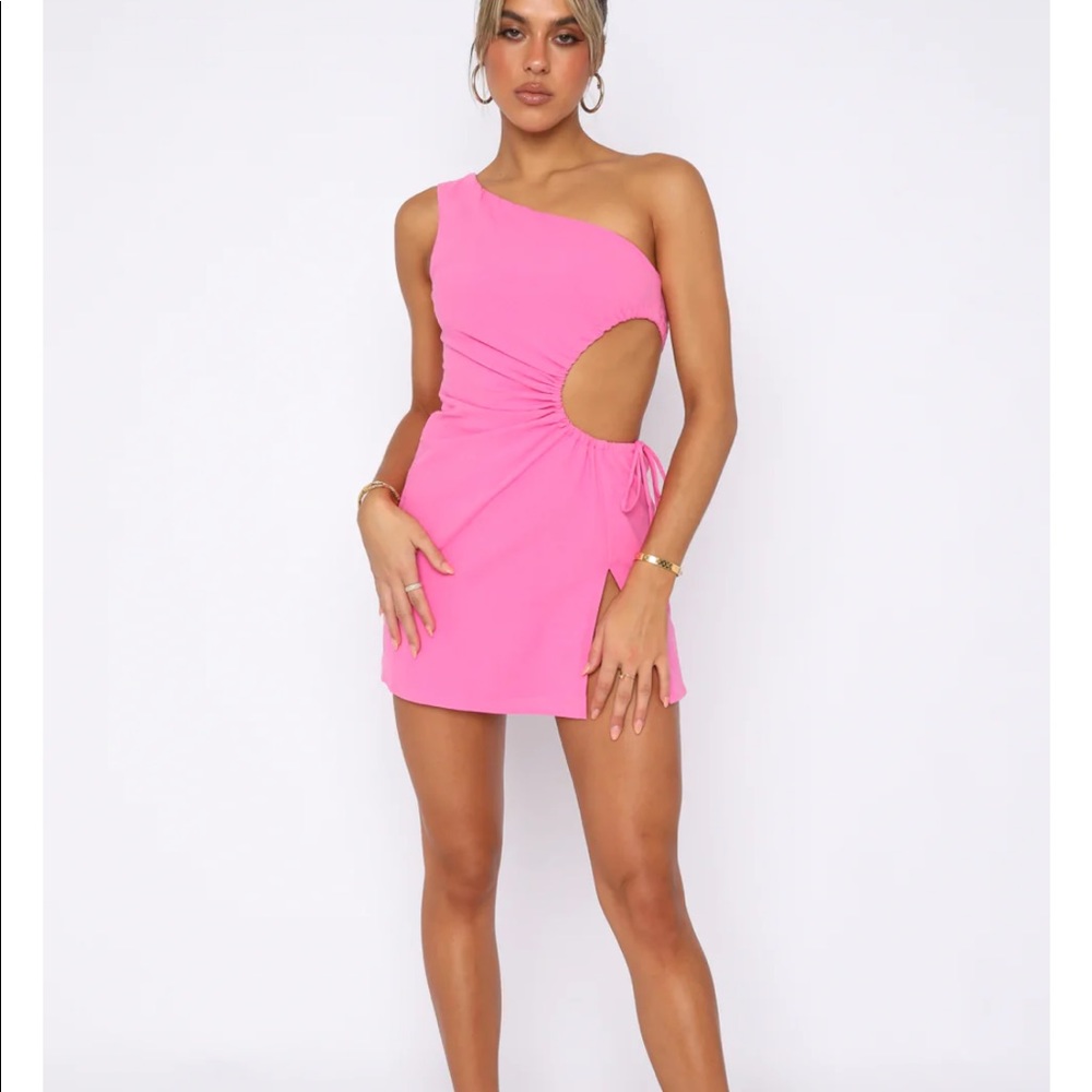 White Fox pink mini dress with cutout